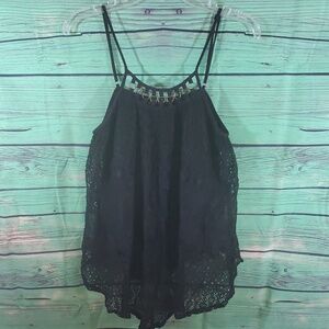 Joyce black lace handkerchief tank top blouse
